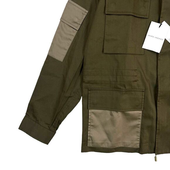 New Marc Jacobs Men IT 46 Olive Green Color Block Twill Safari Jacket Italy $700 - Picture 12 of 16